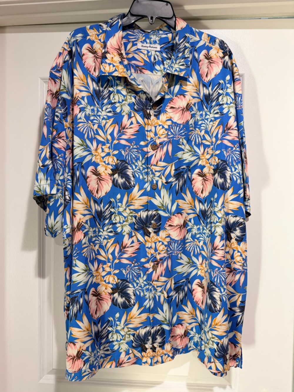 Tommy Bahama silk camp shirt blue floral men’s 3XL